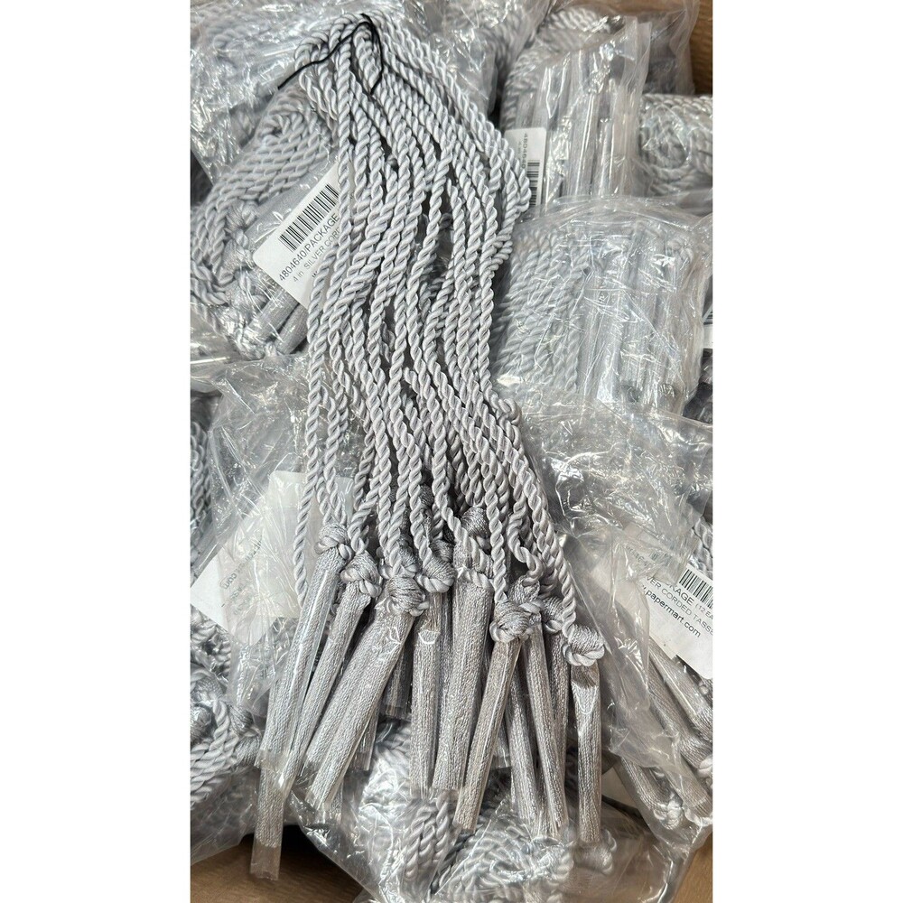 Lot of 120 Silver Corded Tassels 4 inches Fringe Tieback Weddings, Craft, Xmas